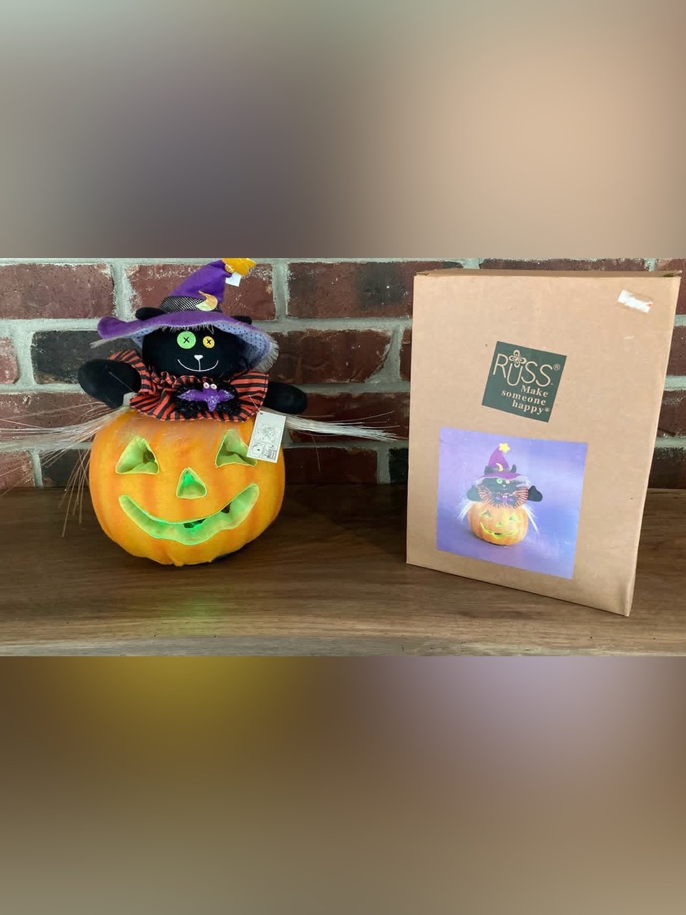RUSS Twilight Black Cat Fiber Optic Halloween Jack-O-Lantern